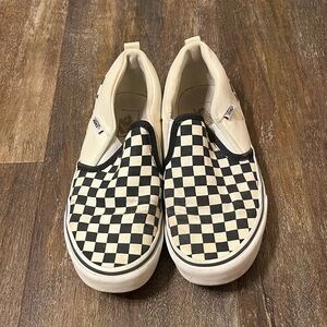 Vans Kids Checkered Slip-On Sneakers - Black and Cream